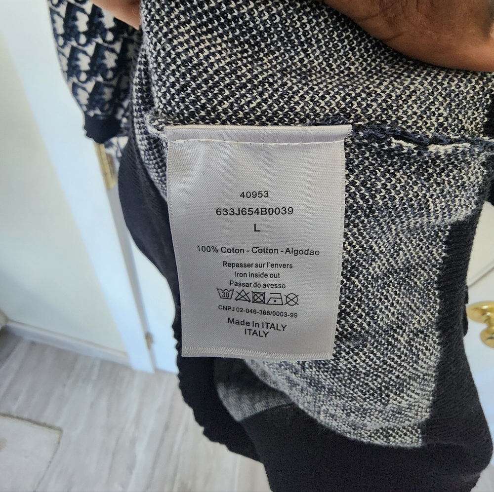 Dior Monogram Knit Navy Polo Shirt - Picture 9 of 9